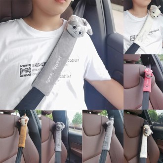 002 Cute Cartoon Thicked Seat Belt Anti-Strangled Protective Cushion, Length: 23cm (Brown Dog)