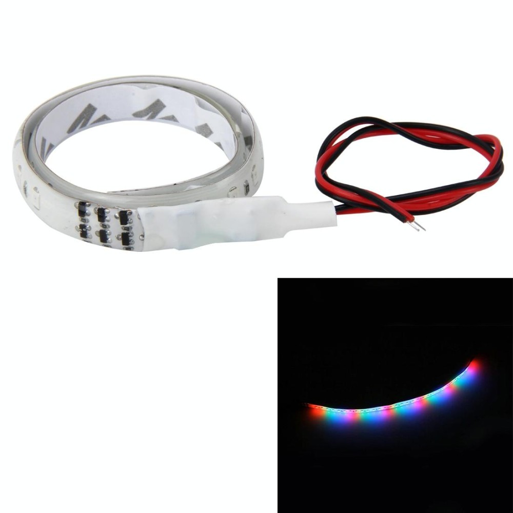 5 PCS 30cm Colorful Water Flowing Chassis Decorative Strip Light with 32 SMD-2835 LED Lamps for Car Motorcycle Electric Bike, DC