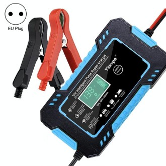 Motorcycle / Car Battery Smart Charger with LCD Creen, Plug Type:EU Plug(Blue)