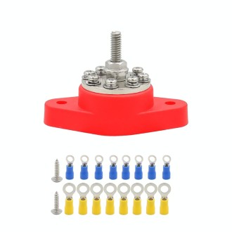 5/16 inch M8 RV Yacht 8-way Terminal Stud with 2pcs M5x20 Screws + Terminals(Red)