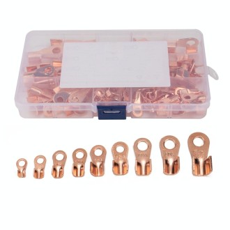 120 PCS Icstation Open Barrel Pure Copper Ring Lug Wire Crimp Terminals Assortment Kit