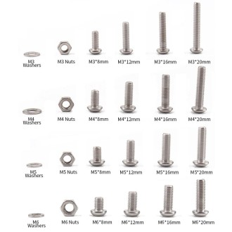 520 PCS 304 Stainless Steel Screws and Nuts Hex Socket Head Cap Screws Gasket Wrench Assortment Set Kit