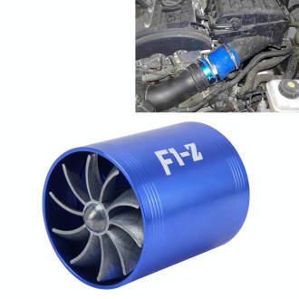 F1-Z Car Stainless Universal Supercharger Dual Double Turbine Air Intake Fuel Saver Turbo Turboing Charger Fan Set kit(Blue)