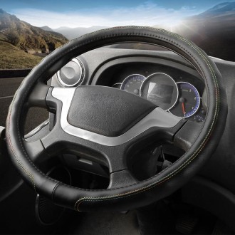 45cm Leather Truck Steering Wheel Cover(Black Line)