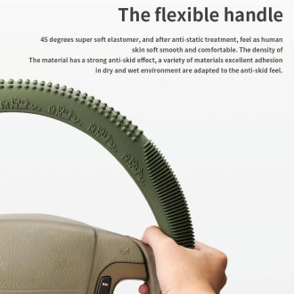 Non-slip Wear-resistant Fire Pattern Silicone Car Steering Wheel Cover, Size: 36-42cm(Army Green)