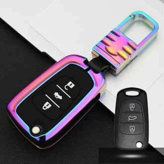 Car Luminous All-inclusive Zinc Alloy Key Protective Case Key Shell for Hyundai F Style Folding 3-button (Colour)