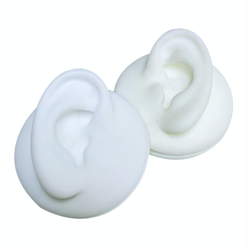 Soft Silicone Simulation Ear Model Practice Display Props, Style:Right Ear(White)