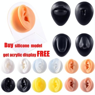 Soft Silicone Simulation Ear Model Practice Display Props, Style:Right Ear(White)