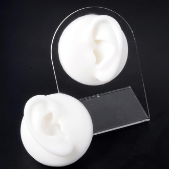 Soft Silicone Simulation Ear Model Practice Display Props, Style:Right Ear(White)