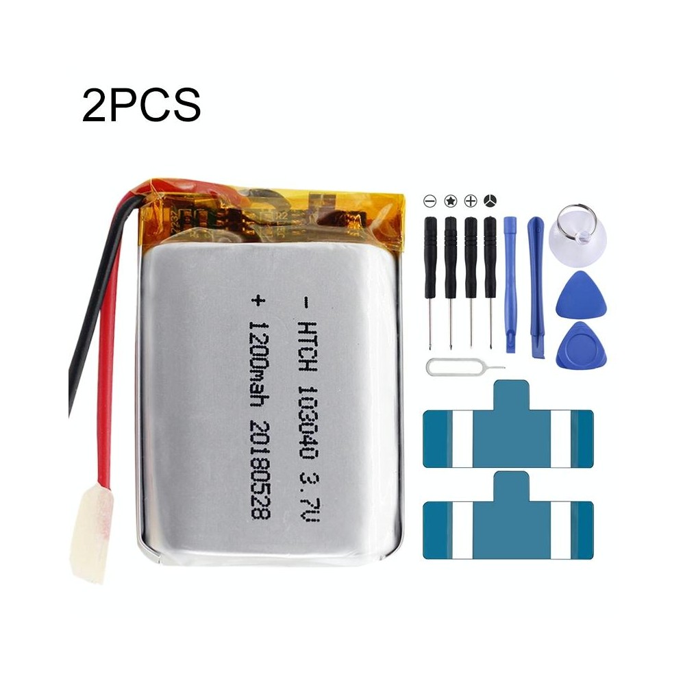 2pcs 103040 1200mAh Li-Polymer Battery Replacement