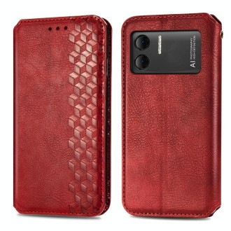 For DOOGEE X98 Pro / X98 Cubic Grid Pressed Magnetic Leather Phone Case(Red)