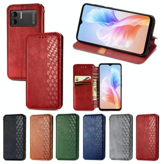 For DOOGEE X98 Pro / X98 Cubic Grid Pressed Magnetic Leather Phone Case(Red)