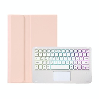 OP12-AS Lambskin Texture Ultra-thin Bluetooth Keyboard Leather Case with Touchpad & Backlight For OPPO Pad Air 10.4 inch(Pink)