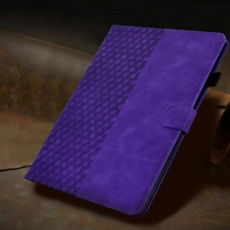 For Samsung Galaxy Tab A9+ Rhombus Embossed Leather Tablet Case(Purple)