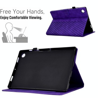 For Samsung Galaxy Tab A9+ Rhombus Embossed Leather Tablet Case(Purple)