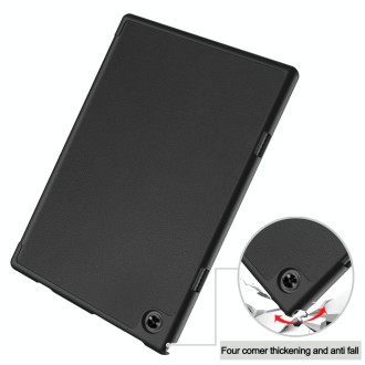 For Teclast M40 Pro 2023 Custer Pure Color 3-Fold Holder Leather Tablet Case(Black)