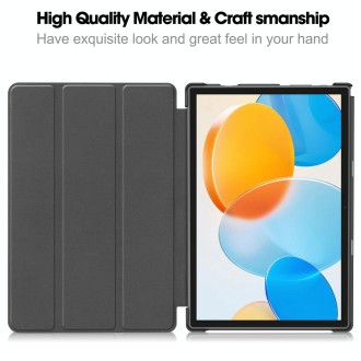 For Teclast M40 Pro 2023 Custer Pure Color 3-Fold Holder Leather Tablet Case(Black)