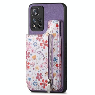 For Redmi Note 13 Pro+ 5G Retro Painted Zipper Wallet Back Phone Case(Purple)