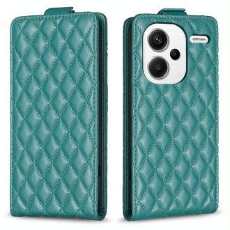 For Xiaomi Redmi Note 13 Pro+ 5G Diamond Lattice Vertical Flip Leather Phone Case(Green)