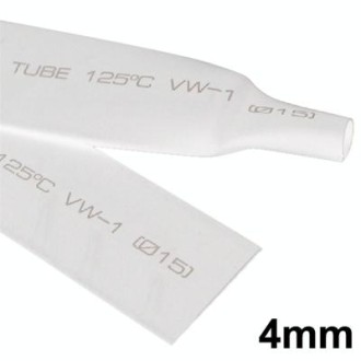 4mm Woer Flexible RSFR-H VW-1 Heat Shrink Tube, 125℃, Length: 10m (White)