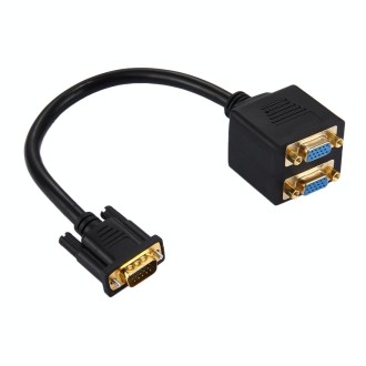 30cm VGA Male to 2 VGA Female Splitter Cable(Black)