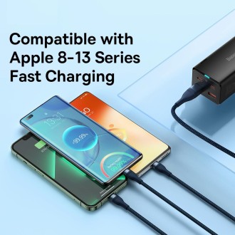 Baseus Flash Series II 1.2m USB + Type-C to Micro USB + 8 Pin + Type-C 100W Fast Charging Cable(Blue)