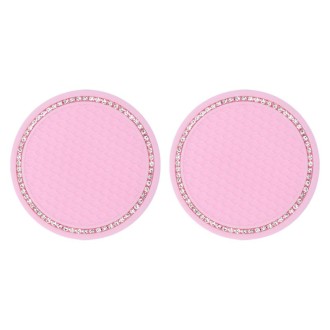 2 PCS Car Diamond Anti-skid Soft Rubber Water Cup Mat(Pink)