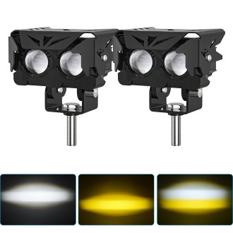 M2 1 Pair Double Lens Motorcycle Two-color Spotlight(Black)