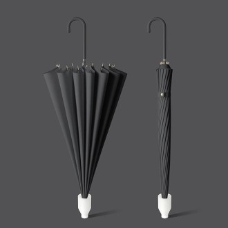 16 Bone Automatic Long Handle Double Sunny And Rain Dual Use Umbrella, Color: With Waterproof Cover Black