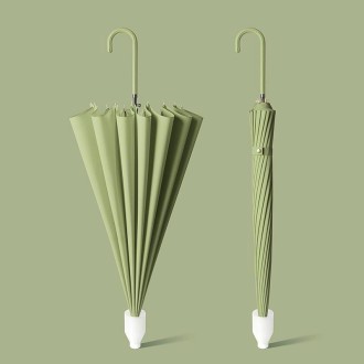 16 Bone Automatic Long Handle Double Sunny And Rain Dual Use Umbrella, Color: With Waterproof Cover Matcha