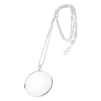 Metal Chain Round Expansion Mirror Glass Lens Necklace Magnifier(Silver)