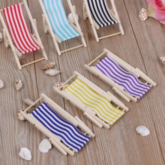 2 PCS 1:12 Beach Lounge Chair Simulation Model Outdoor Beach Scene Shooting Props Can Be Folded(Sky Blue)