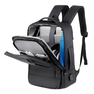 P990 15.6 inch Large Capacity Multifunctional Backpack with External USB Charging Port(Black)