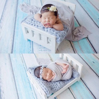 100 Days Old Wooden Bed For Newborns Children Photography Props(Pink)