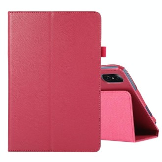 For Honor Tablet V7 Pro Litchi Texture Solid Color Horizontal Flip Leather Case with Holder & Pen Slot(Rose Red)