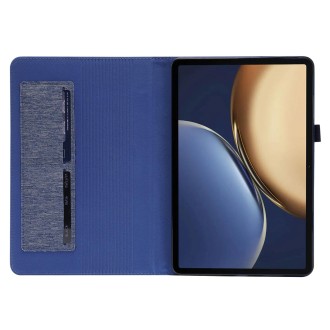 For Honor Tablet V7 Pro TPU + Fabric PU Leather Tablet Protective Case with Name Card Clip(Dark Blue)