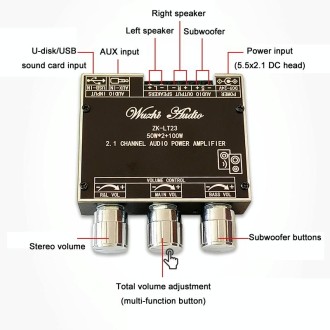 LT23 50W+100W 2.1 Channel TWS Bluetooth Audio Receiver Amplifier Module With Subwoofer