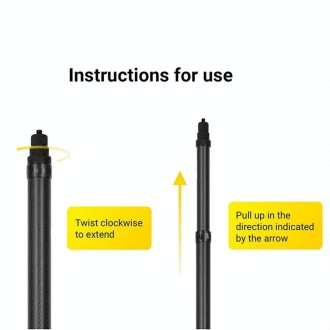 5m Carbon Fiber Extended Monopod Invisible Selfie Stick For Insta360  / DJI Action / GoPro / Xiao Yi Sports Camera