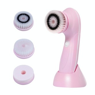 3 in 1 USB Charging Electronic Cleaning Face Beauty Instrument Pores Nose Blackhead Facial Cleansing Brush (Pink)