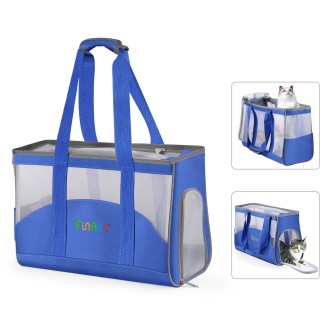 FUNADD Portable Breathable Pet Bag Outdoor Shoulder Tote Bag (Blue)