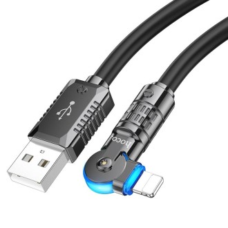 hoco U118 Kaidi 2.4A USB to 8 Pin Rotating Charging Data Cable, Length: 1.2m(Black)