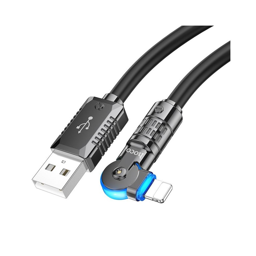 hoco U118 Kaidi 2.4A USB to 8 Pin Rotating Charging Data Cable, Length: 1.2m(Black)