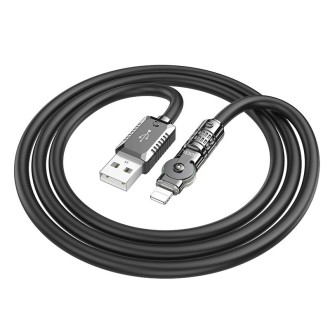 hoco U118 Kaidi 2.4A USB to 8 Pin Rotating Charging Data Cable, Length: 1.2m(Black)