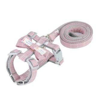 Bow-knot Anti-breakaway Adjustable Cat Leash S(Pink)