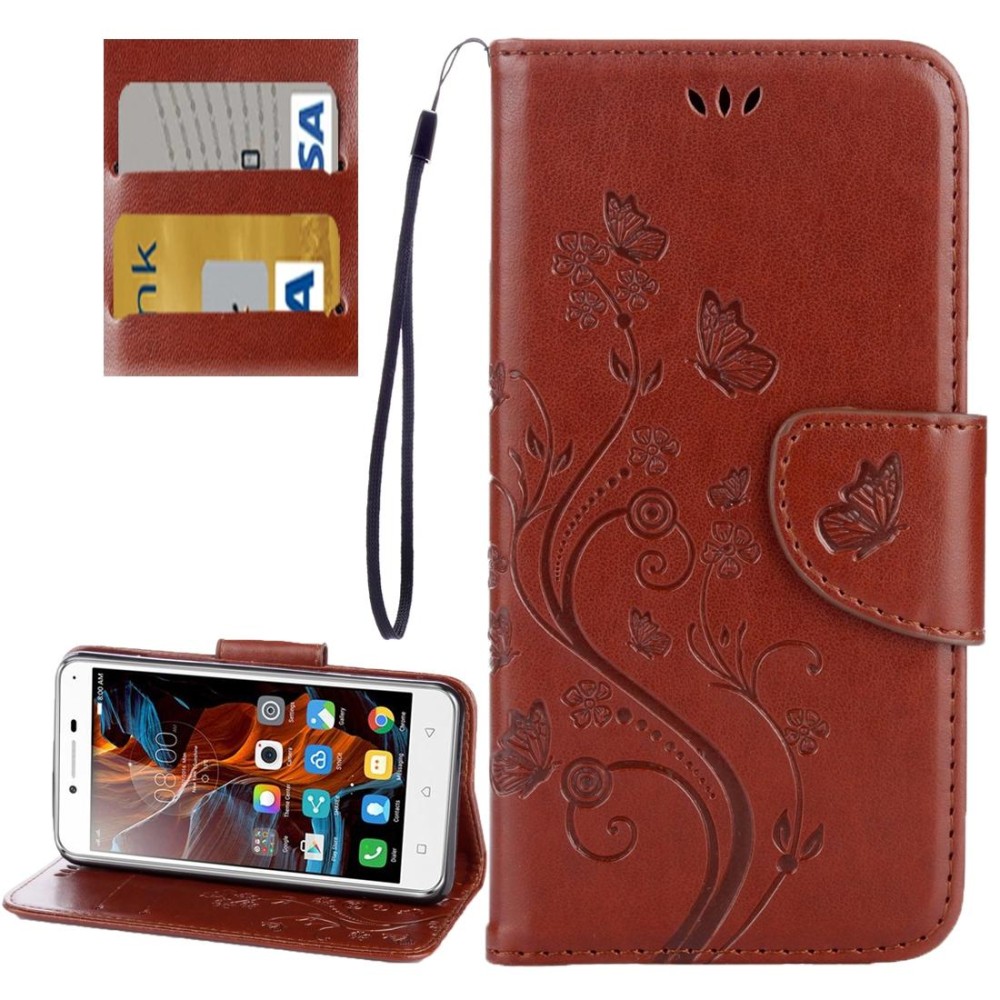 For Lenovo Vibe K5 Butterflies Love Flowers Embossing Horizontal Flip Leather Case with Holder & Card Slots & Wallet & Lanyard(B