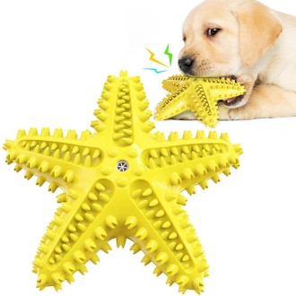 Starfish Voice Pet Dog Toy Molar Stick Leaking Food Dog Toothbrush(Yellow)