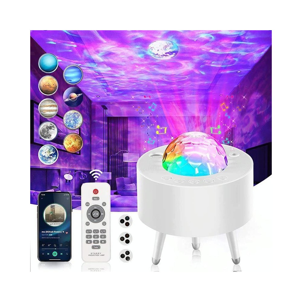 K-1080  LED Bluetooth Planetary Projector Lamp Galaxy Starry Sky Projector Lamp(White)