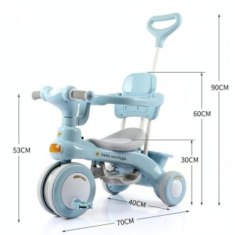 Children Tricycle Bicycle Outdoor Stroller(Blue)