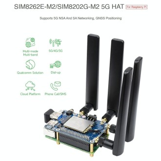 Waveshare SIM8262E-M2/SIM8202G-M2 5G HAT for Raspberry Pi