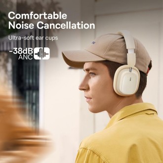 Baseus Bowie Series H1i Over-Ear Noise Reduction Bluetooth Headphone(Beige)